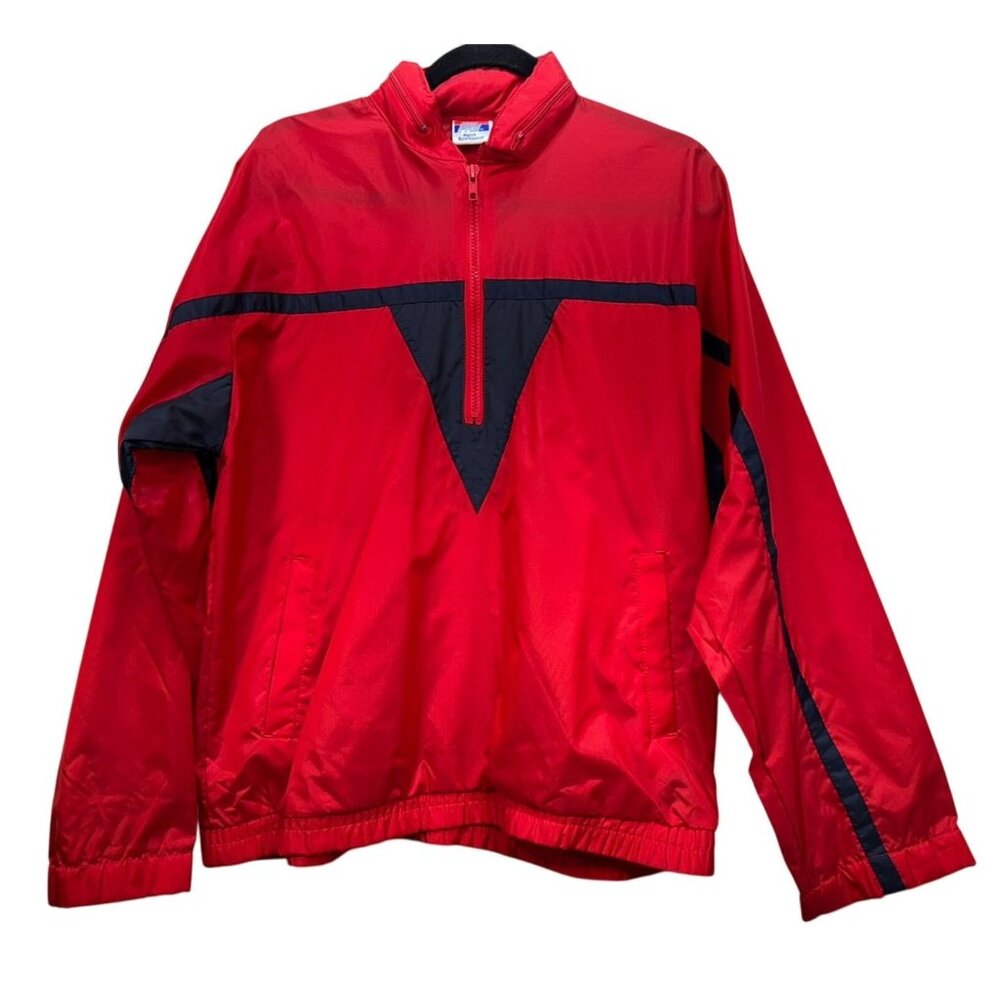 Vintage MTA Pro Active Sportswear Nylon Pullover Windbreaker Jacket M Red & Navy